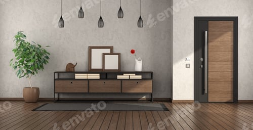 Preview: Minimalist home entrance with closed door