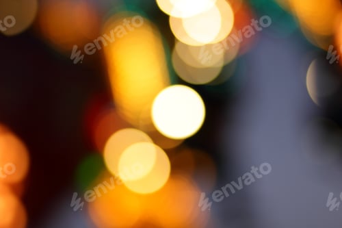 Preview: Blue, Red, Yellow, Blue, White Blurred Festive Bokeh Background With Stars For Christmas