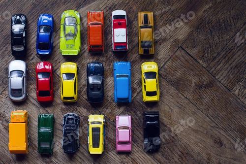 Preview: assorted colorful car collection on floor