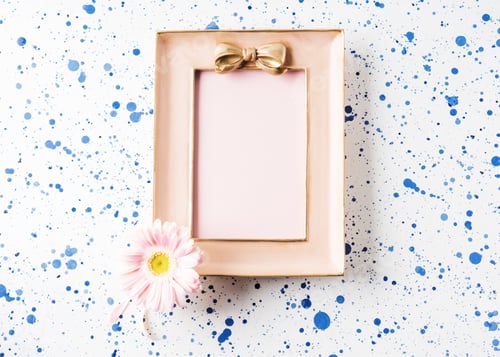 Preview: Golden pink frame with blank copy space. Mock up