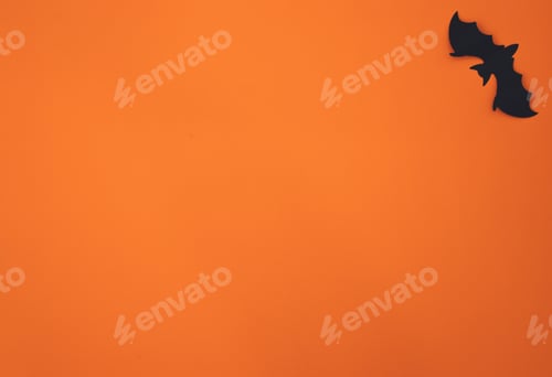 Preview: Halloween frame, card with Halloween decorations on orange background.