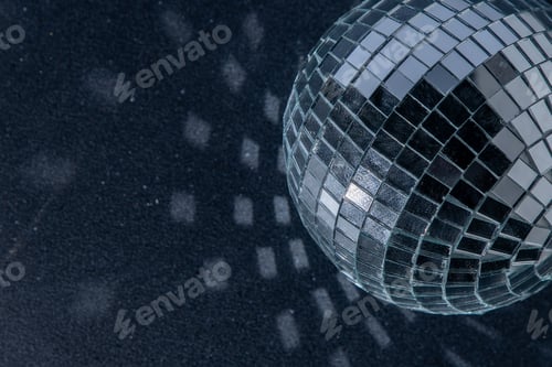 Preview: Mirror disco ball. Black background.