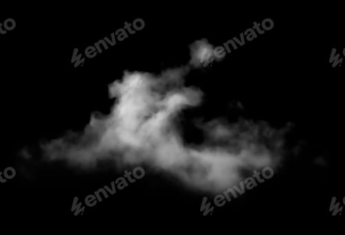 Preview: White Cloud Isolated on Black Background