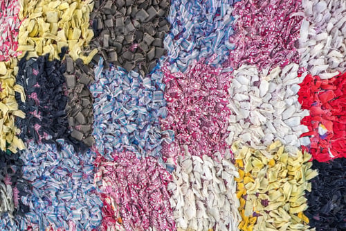 Preview: Abstract Textures Of Fabric With Squares Weaved From Motley Rags For Backgrounds In Color Tones