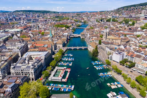 Preview: Aerial view of Zurich city in Switzerland