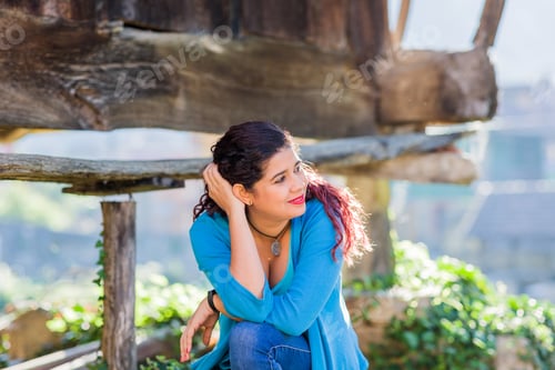 Preview: Asturian horreo rural tourism vacation. hispanic middle aged female relax and calm Wellbeing