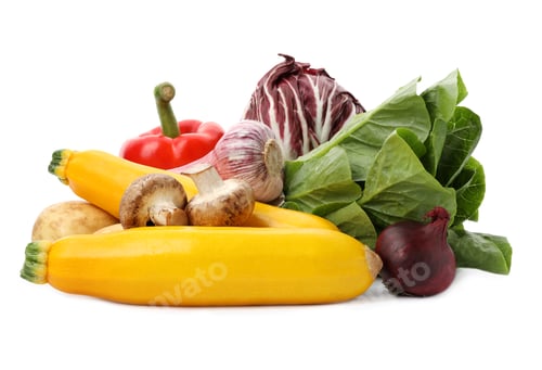 Preview: Different fresh ripe vegetables isolated on white