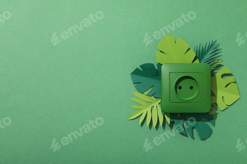Preview: Eco house concept, green rosette with leaves