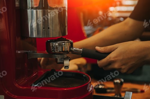 Preview: Barista Cafe Making Coffee Preparation Service Concept.Vintage color
