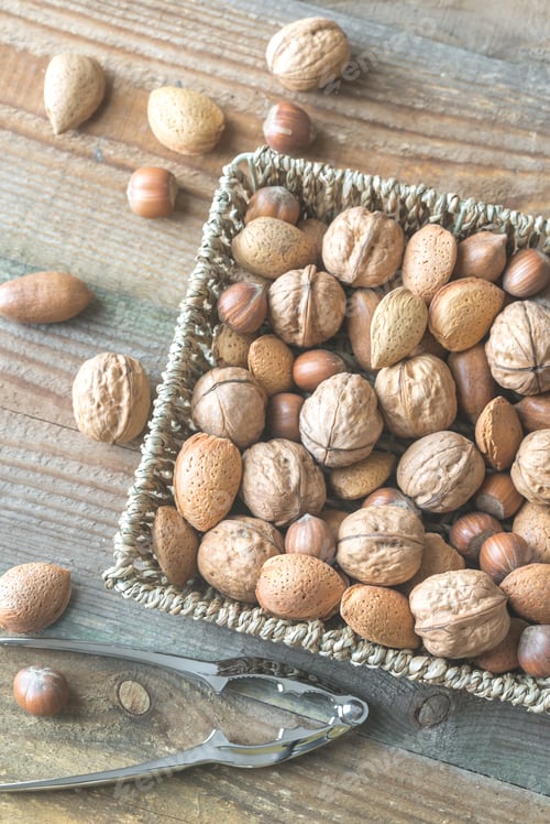 Preview: Assortment of nuts in the basket