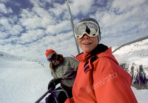 Preview: Couple riding on chair lift