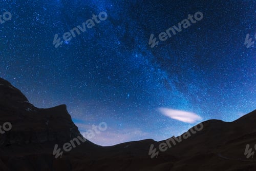 Preview: Incredible night view of Milky Way in blue sky