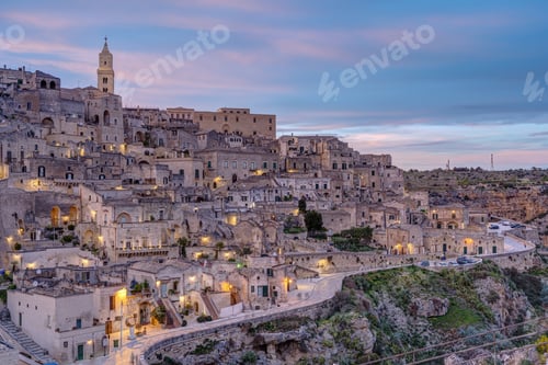 Preview: The old town of Matera in Italy at dusk