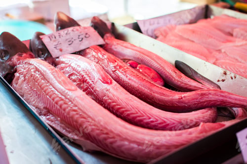 Preview: Red fish meat at fish market