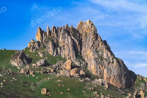 Preview: Rocky peak of holy mountain Beshbarmag located in Azerbaijan