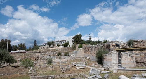 Preview: Elefsina Archaeological Site destination Attica Greece. Ancient Telesterion of Eleusinian Mysteries.