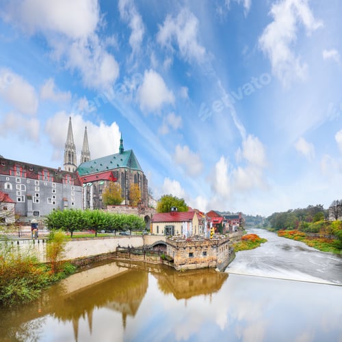 Preview: Colorful autumn cityscape of Gorlitz with parish church of St. Peter and Paul.