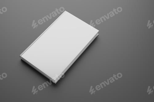 Preview: Blank hardcover book on gray background. 3D rendering mock-up.