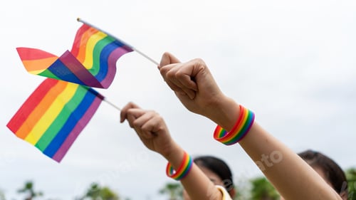 Preview: Lesbian gay woman trust hand symbol of love outdoors. LGBT Coupple trust hand make love outdoors