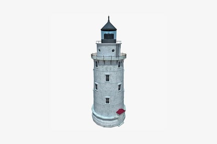 Preview: Cylindrical stone lighthouse with windows and balconies