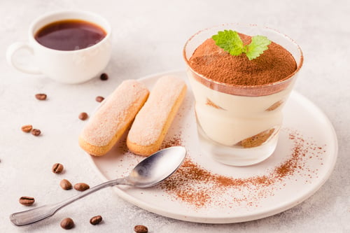 Preview: Traditional Italian dessert tiramisu in a glass.