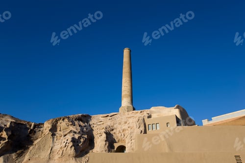 Preview: Remains of the old tomato processing factory on Vlychada beach at Santorini island in Greece
