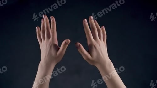 Preview: Unrecognized person swing augmented world closeup. Future technology concept