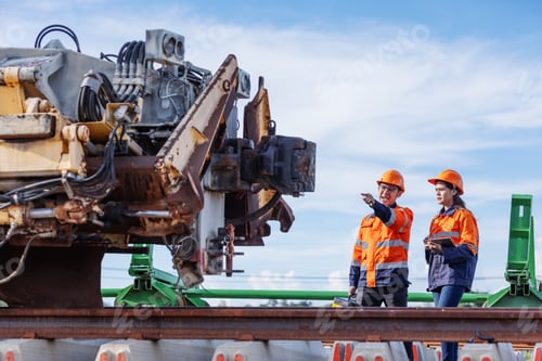Preview: Engineers survey machinery for construction of new railway line
