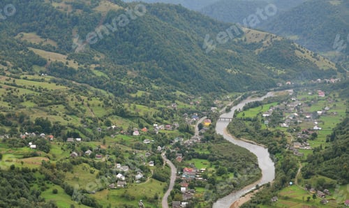 Preview: A beautiful view of the village of Mezhgorye, Carpathian region