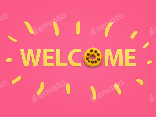 Preview: Creative composition of doughnut and letters