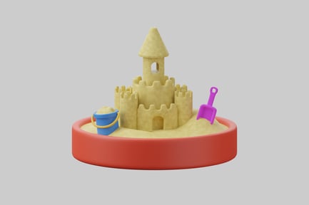 Preview: Toy sandcastle with bucket and shovel