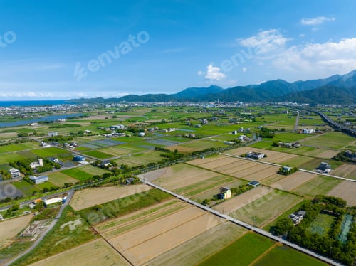 Preview: Top down view of Yilan countryside in Taiwan