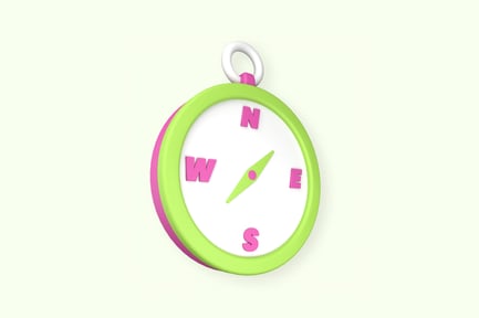 Vista previa: Ilustración 3D colorida de la brújula