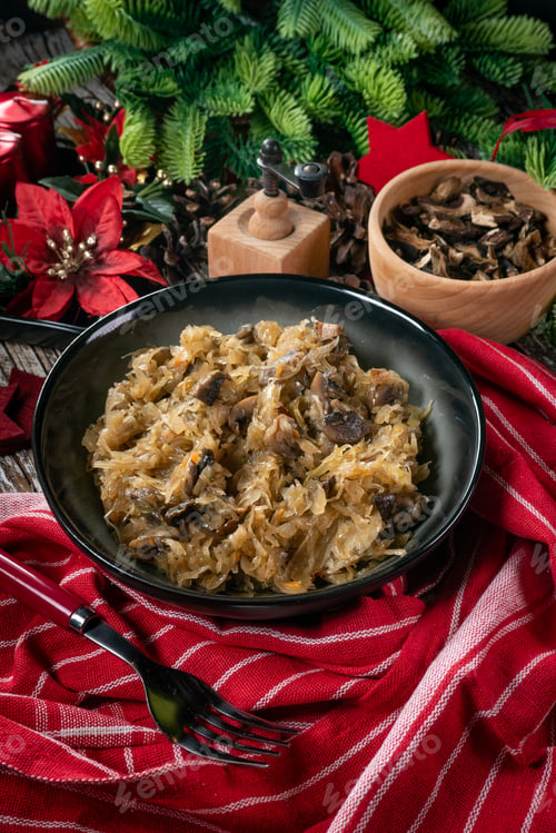 Preview: Traditional polish sauerkraut with mushrooms.