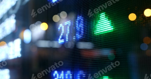 Preview: Stock market quotes in city at night