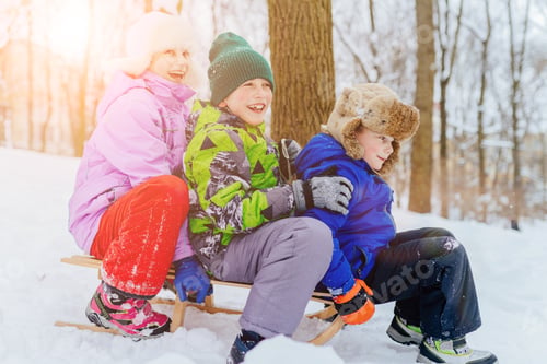 Preview: Childhood, friendship cold weather concept.
