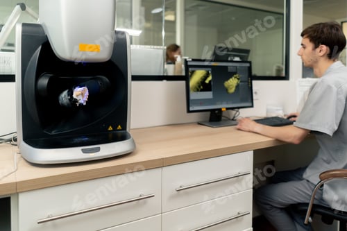 Preview: professional laboratory for production of dental protozoa veneers and crowns in a scanning machine