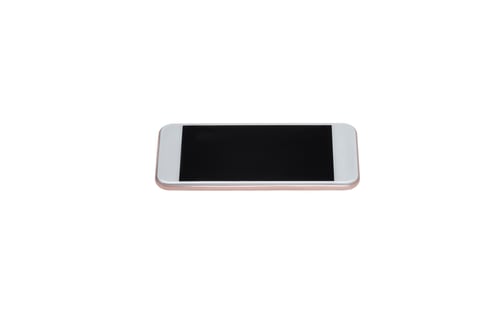 Preview: close up of modern smartphone with blank screen isolated on white