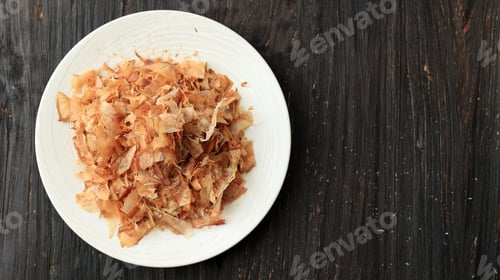 Preview: Top View of A Plate of Katsuobushi.