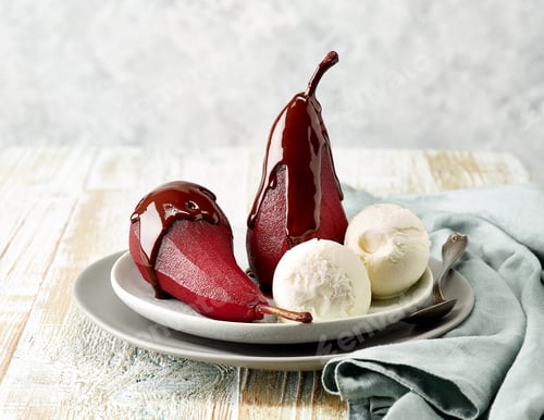 Preview: Pears poached in red wine