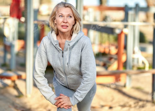 Preview: Elderly Attractive Woman During Sports By The Sea