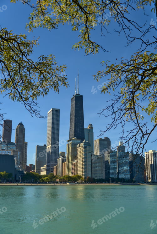 Preview: Vertical shot of skyscrapers in Chicago, Illinois, USA