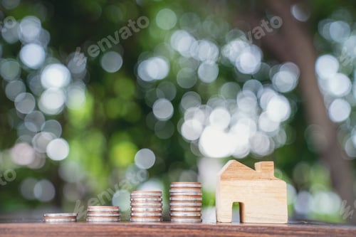 Preview: golden euro coin saving for home concept, Stock coins market or forex trading for financial