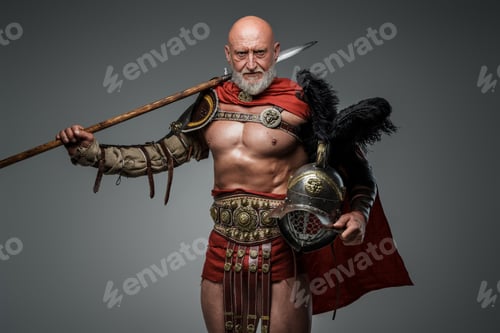 Preview: Bald bearded gladiator of mature age