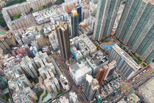 Preview: To Kwa Wan, Hong Kong 03 April 2019: Top view of Hong Kong city