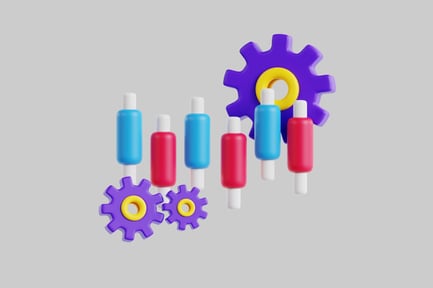 Preview: Cartoon candlestick chart with gears