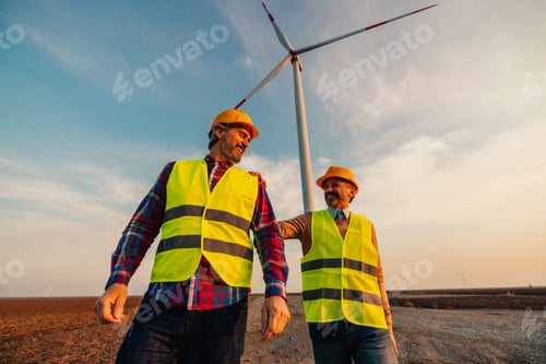 Preview: Engineers working on the field at a wind turbine