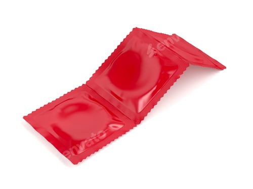 Preview: Three condoms on white background