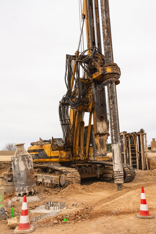 Preview: a truck is sitting next to a construction site with pipes