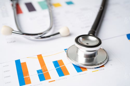 Preview: Stethoscope on chart graph for analysis account business trade.
